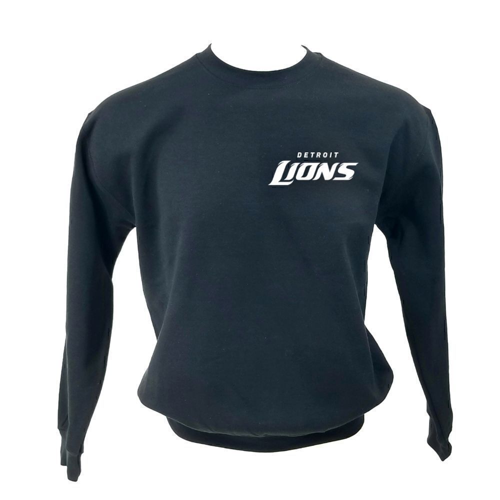 DETROIT LIONS Double Script Logo BLACK Pullover Crewneck, Sweatshirt - y2k 90s
